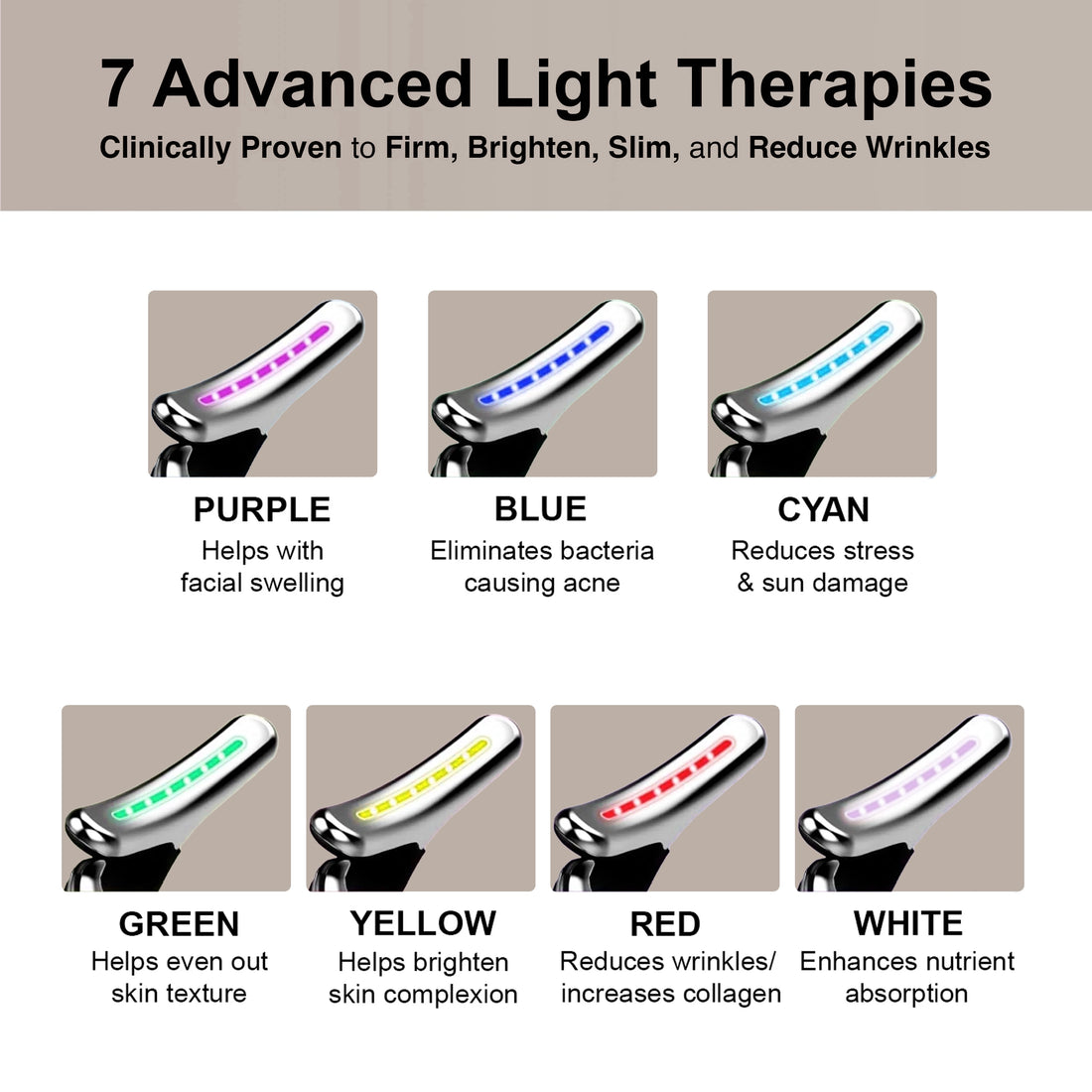 7 LED light Facial Beauty Device Lifting Tighten Skin Care Tool